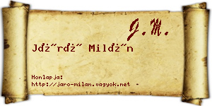 Járó Milán névjegykártya