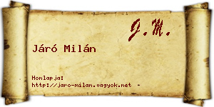 Járó Milán névjegykártya